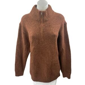 Uniqlo Brown Quarter Zip Turtleneck Long Sleeve Pullover Sweater Top Size L